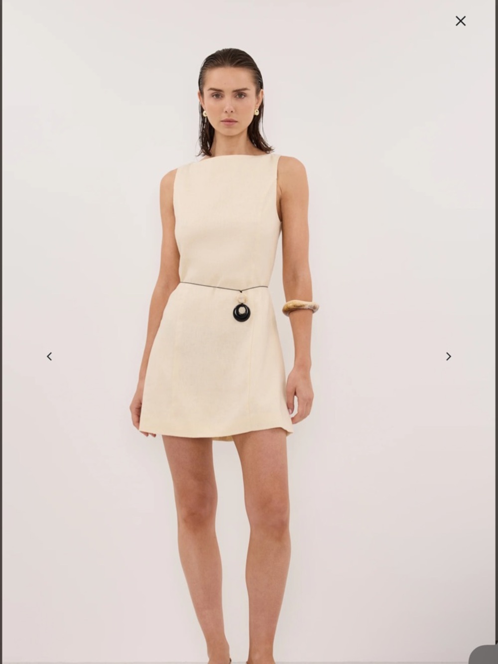 Dissh Lacy Straw Sleeveless Linen Mini Dress